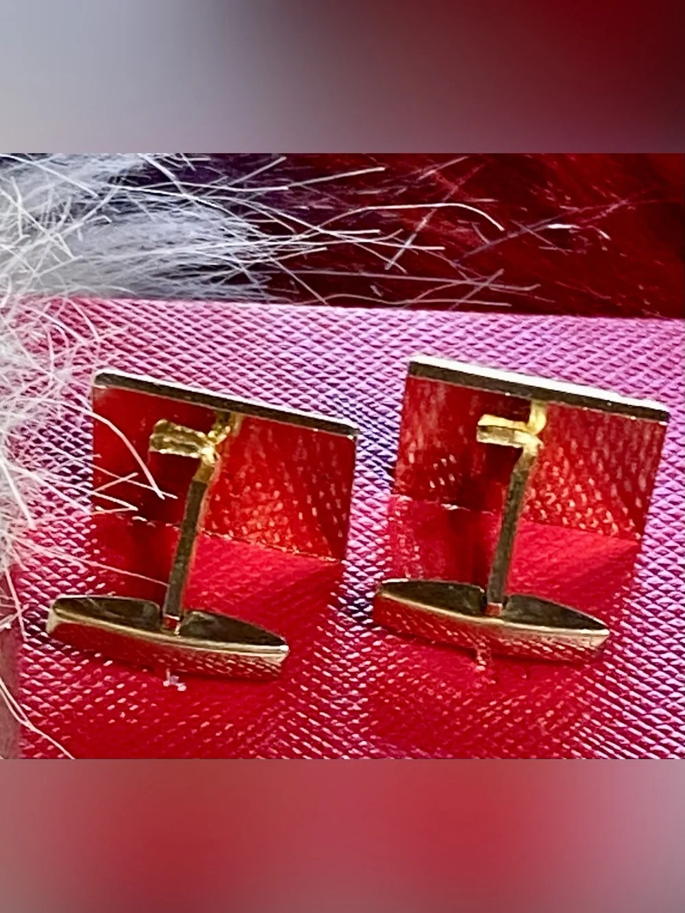 Gold Rectangular Beaded Cufflinks - Men Accessories